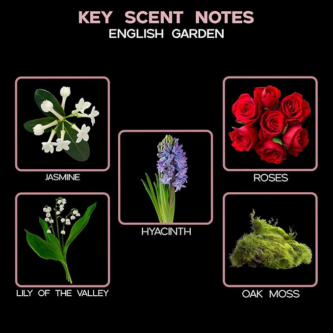 LOVSPA English Garden Luxury Home Fragrance Diffuser Reeds Set | Smooth Jasmine, Sheer Roses, Heady Hyacinth, Creamy Lily of The Valley, Lavish Oak Moss & Subtle Musk.
