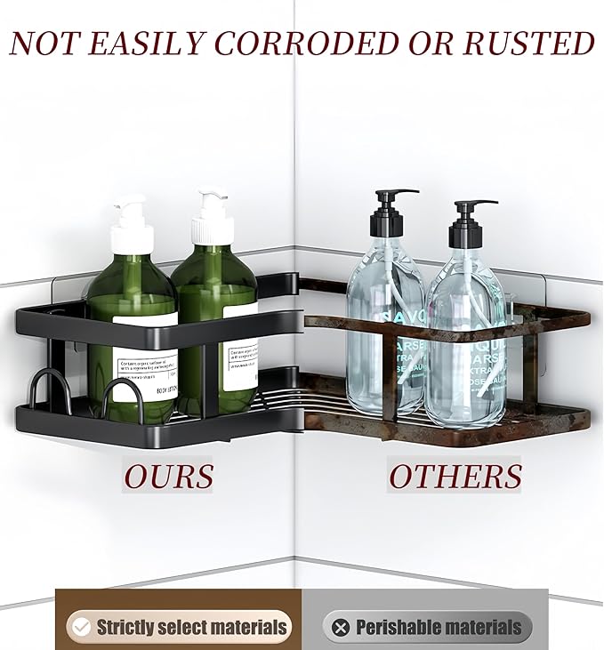 Corner Shower Caddy,3 Pack Rustproof Corner Organizer Shelves,No Drilling Stainless Steel Shower Organizer for Bathroom,Bathtub,Shower Pan,Bath Accessories Shower Caddies(Black)