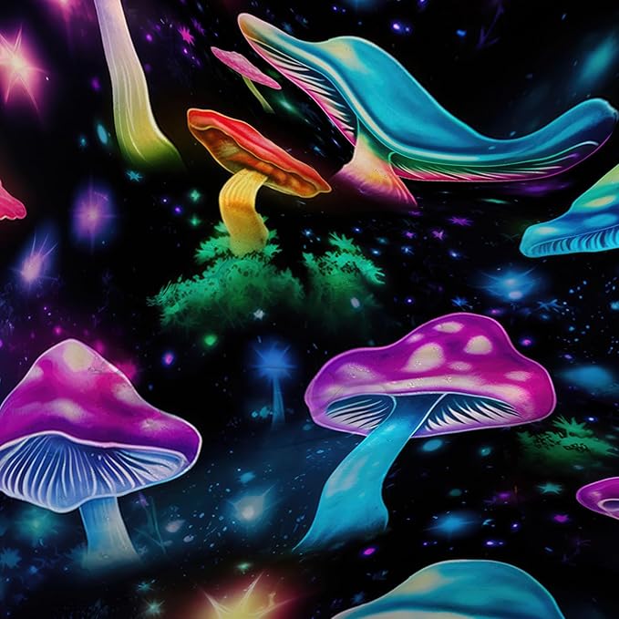 AILONEN Colorful Magic Mushroom Shower Curtain,Natural Fungal Plants Shower Curtain Set for Bathroom,Boho Style Waterproof Fabric Bath Curtain for Kids Girls, 72" W*72" H