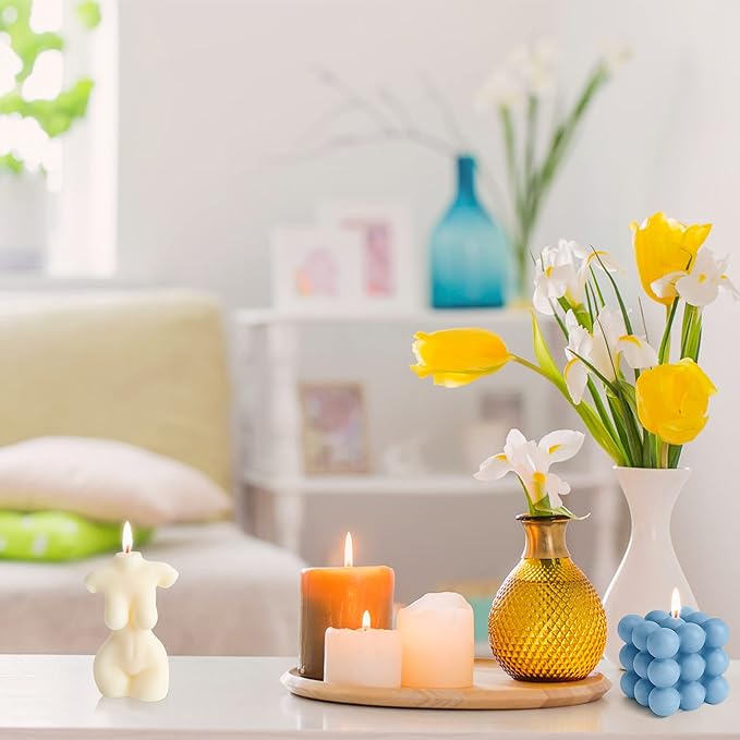 2Pcs Bubble Candle Female Body Scented Candle Set Danish Pastel Room Aesthetic Handmade Soy Wax Natural Fragrance Cube Aromatherapy Candles for Bathroom Bedroom Decorations Women Relaxation Gift