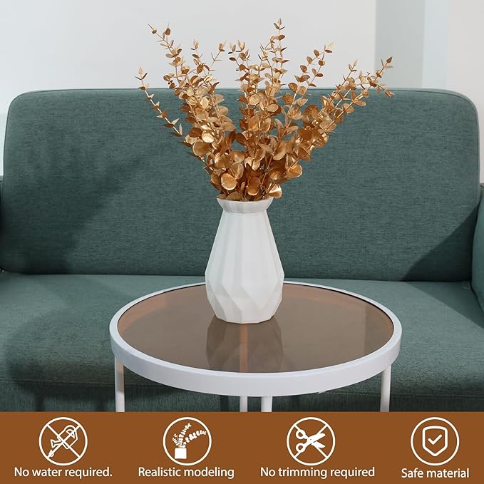 CEWOR 24pcs Eucalyptus Stems Artificial Eucalyptus Leaves Fake Greenery Branches Fake Flowers for Wedding Centerpiece Spring Easter Farmhouse Home Decoration
