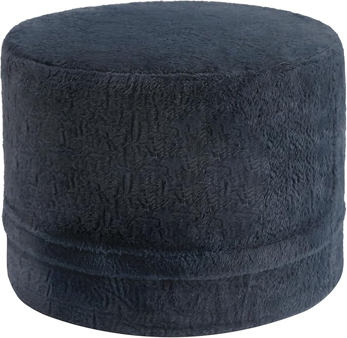 Tiita Stuffed Pouf Ottoman, Round Foot Stool Fluffy Floor Poufs Chair for Living Room Bedroom, Filled Boho Foot Rest for Couch, Blue-Grey