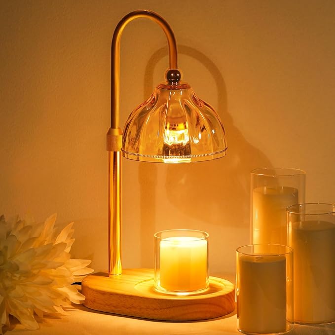 Candle Warmer Lamp with Timer and Dimmer - Candle Warmer Height Adjustable Scented Candles for Thanksgiving, Christmas, Mother's Day, Birthdays, and Housewarming Gifts(Gold)