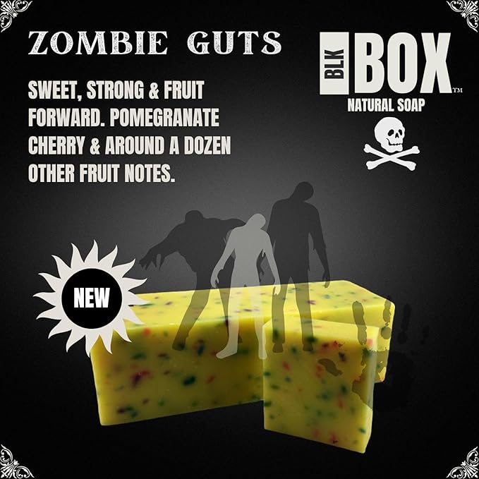 Black Box USA MADE 5oz Men's Natural Bar Soap Made from Moisturizing Natural Oils - Handmade Cold Process Soap No Harsh Chemicals, Strong Sweet Fruit Scent (ZOMBIE GUTS)