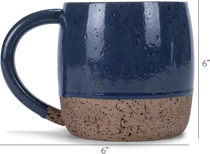 Elanze Designs Speckled Raw Bottom 17 ounce Ceramic Mugs Pack of 4, Navy Blue