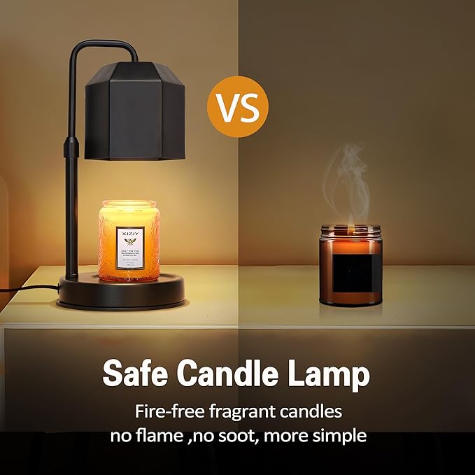 Candle Warmer Lamp with Timer Dimmer,Adjustable Height Candle Warmer, Candle lamp for Scented Wax Jar Candles,Mothers Day Gifts for Women,House Warming Gifts for New Home Bedroom Decor,Black