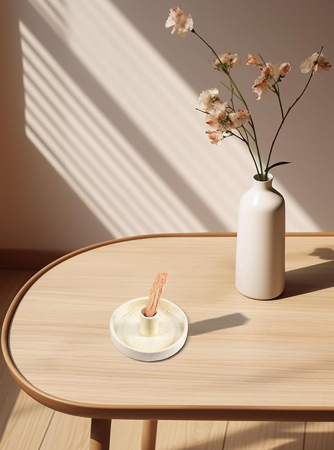 Palo Santo Holder, Ceramic Incense Burner for Palo Santo Wood or Scented Incense Stick, Beige