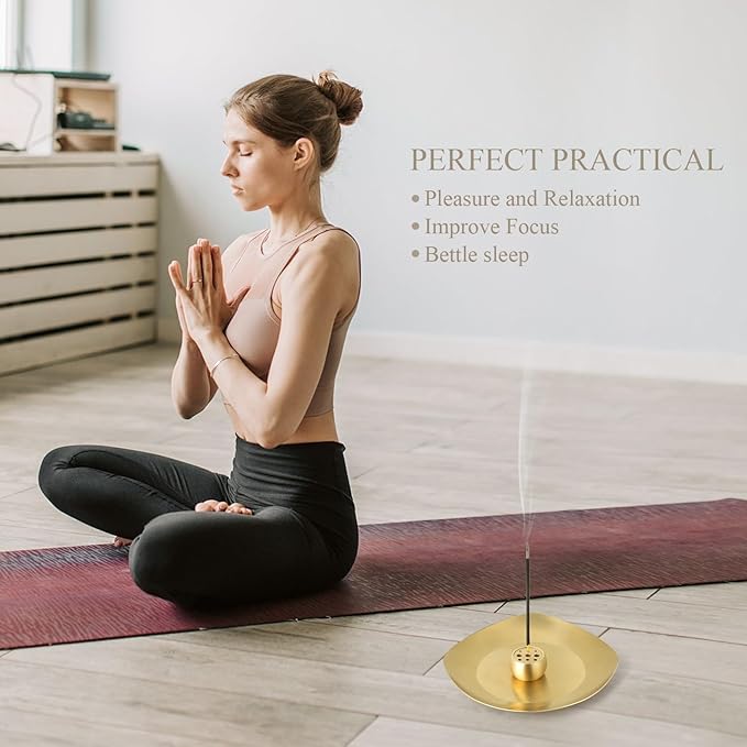 Brass Incense Holder for Sticks, Coil, Cone, Sage, Palo Santo, Yoga & Meditation