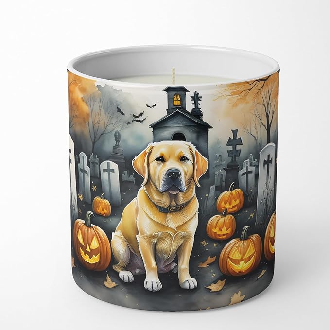Caroline's Treasures DAC2060CDL Yellow Labrador Retriever Spooky Halloween Decorative Soy Candle Nature Soy Wax Essential Oil Home Decor Ideal for Bedroom Kitchen Bath Office Gift, 10 oz