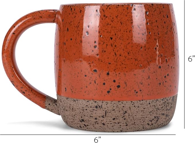 Elanze Designs Speckled Raw Bottom 17 ounce Ceramic Mugs Pack of 4, Burnt Orange