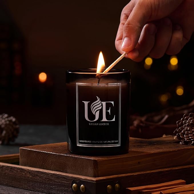 Eucalyptus Mint Scented Candle, Aromatherapy Candle for Home Scented - 55 Hours Long Lasting Soy Wax Candle - Strong Fragranced Black Candle Gift for Women & Men, 8 oz
