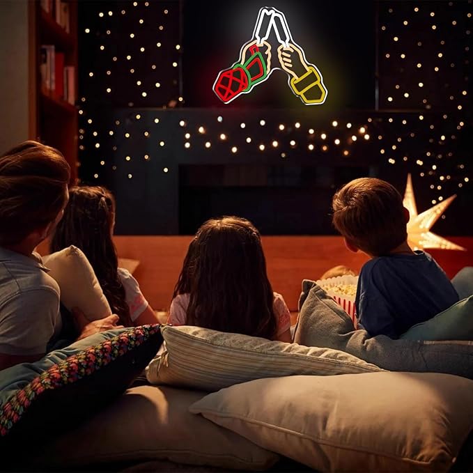 Anime Neon Sign Wall Decor USB Dimmable LED Lights of Two Boys Sharing Ice Cream Neon Light for Bedroom Game Room Movie Room, Cool Otaku Gift for Japanese Anime Lovers, Friendship Scene Wall Art