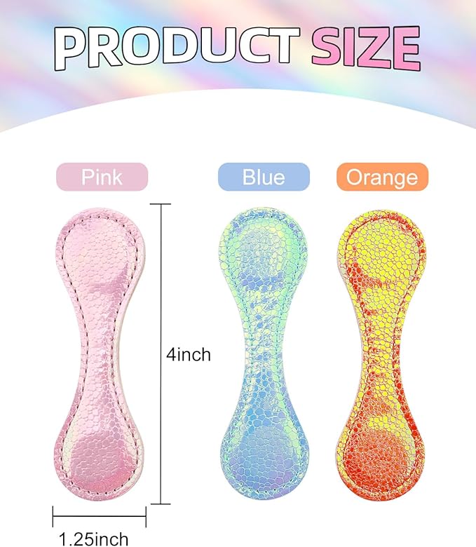3Pcs Magnetic Bookmarks, Sequins Leather, Double-Sided Magnetic, Pink+Orange+Blue