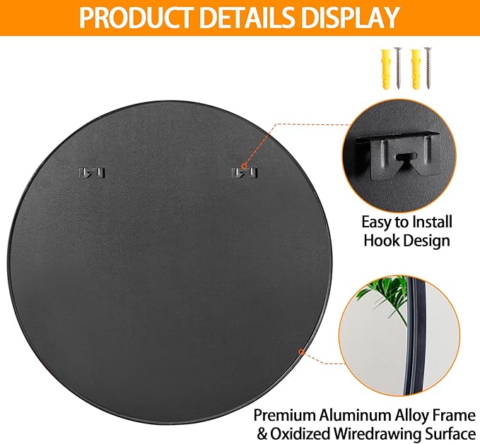 Smartxchoices Pack of 2 Black Round Mirrors 30 Inch, Metal Frame Wall Mounted Circle Mirrors, Vanity Mirror Wall Bathroom Décor, Washrooms, Living Rooms, Entryway
