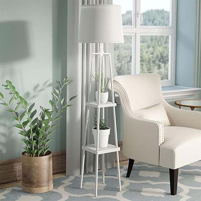 Catalina Lighting 19305-001 Modern Etagere Floor Lamp with Shelves, Standing Lamp, Living Room Light with Shelving, LED Bulb NOT Included, 58", White