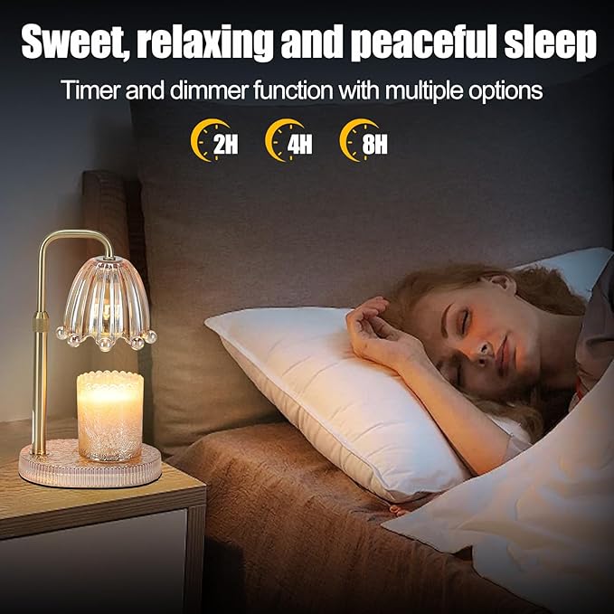 Candle Warmer Lamp with Timer - Electric Wax Melt Warmer with Adjustable Height and Dimmer for Scented Candle Wax, Home Fragrance Décor and House Warming Birthday Gifts for Women Mom