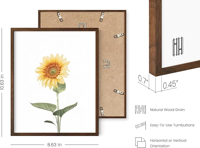 HAUS AND HUES Sunflower Wall Decor and Sunflower Posters Set of 4 Sunflower Set Collage Bedroom Decor Sunflower Paintings for Wall Yellow Wall Art Decor Sunflower Decor (8x10, FRAMED Walnut)