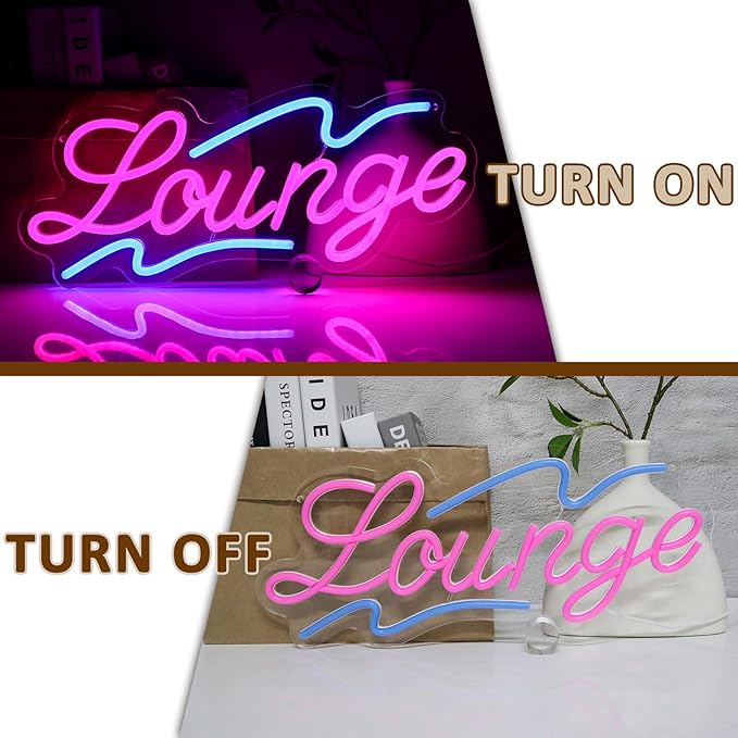 Lounge Neon Sign for Wall Decor, Rest Led Signs for Room, USB Dimmable Neon Lights for Lounge Room Bar Hotel Cafe Nightclub VIP Room Man Cave Home Bedroom Decoration