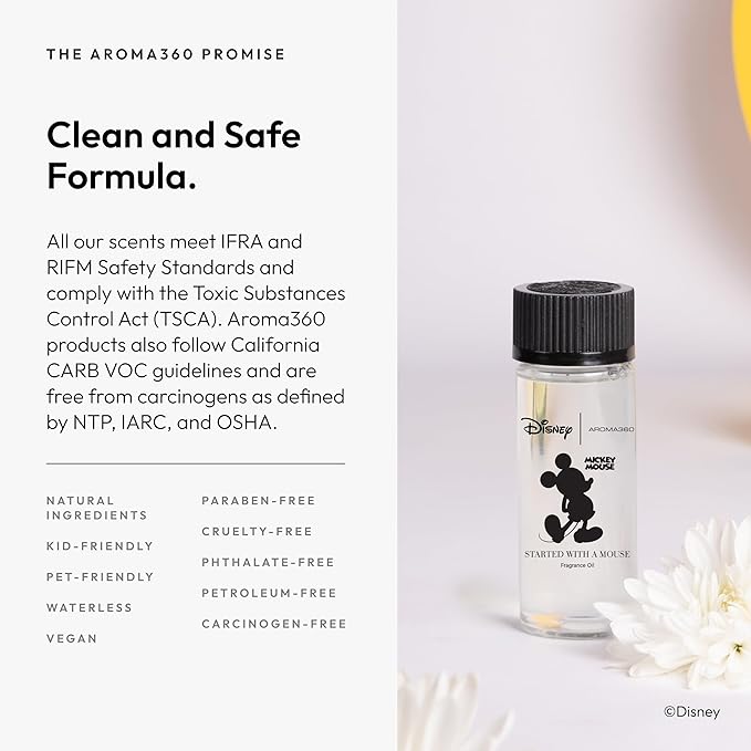 Aroma360 | Disney Mickey & Friends - Started with A Mouse Fragrance Oil | Luxury Essential Oil Diffuser | Aromatherapy Scent Diffuser Oil | Lemon, Bergamot and Ocean 1.7 fl oz, 50 mL