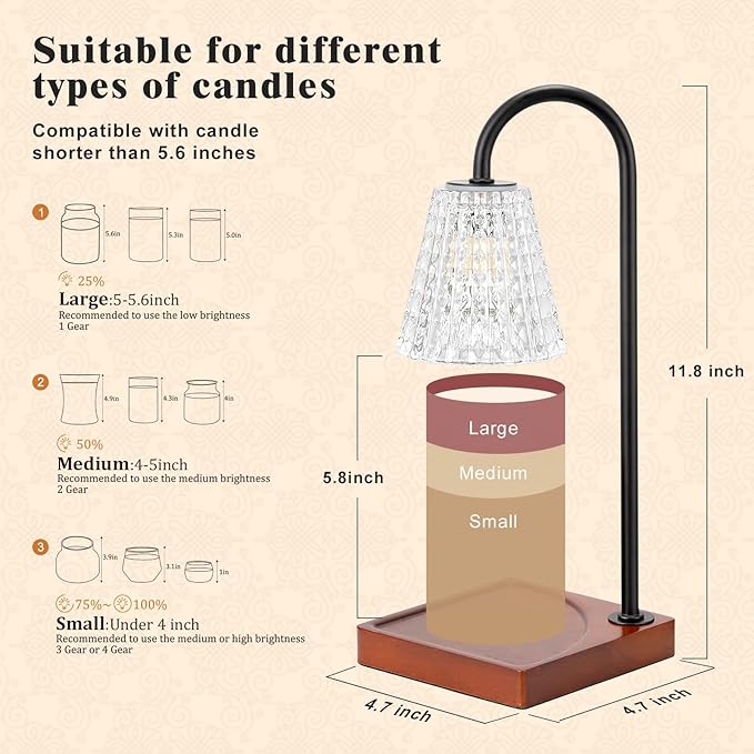 Candle Warmer Lamp with Timer-Dimmable Candle Warmer, Birthday Gifts for Women,House Warming Gifts New Home Bedroom Decor,Wax Warmer for Scented Wax Jar Candles