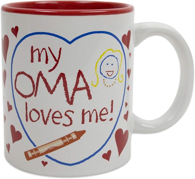 Essence of Europe Gifts My Oma Loves Me Gift for German or Dutch Grandma Color Ceramic Coffee Mug by E.H.G | 12 oz