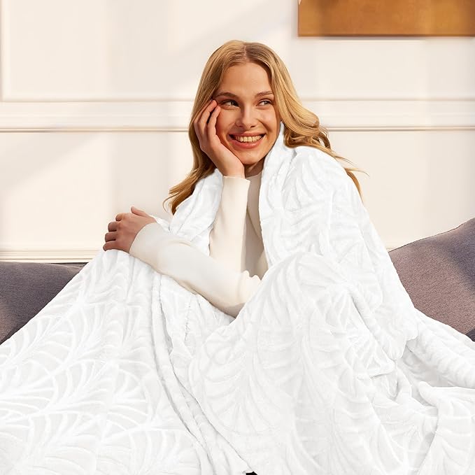 Whale Flotilla Flannel Fleece Twin Size Blanket for Bed, Soft Fluffy Velvet Bedspread Coverlet with Decorative Vintage Pattern for All Season, Warm and Lightweight, 90x66 Inch, White