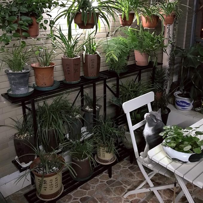Zhongma 3 Tier Plant Stand Space-Saving Heavy Duty Plant Holder for Balcony, Home, Garden ,Metal Sturdy Plant Stand for Indoor and Outdoor