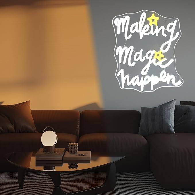 Making Magic Happen Neon Signs for Wall Decor, Inspiring Quotes Encouraging Sayings Wall Art, Bright Dimmable Led Light Sign for Game Room Bedroom Birthday Party Gifts Man Cave Living Room Kids