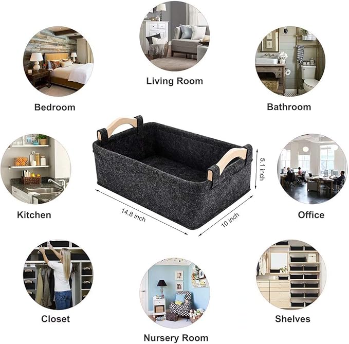 Small Basket Gray Storage Baskets for Shelves Fabric Storage Bins for Living Room Kitchen Playroom Bathroom Toilet Dorm Narrow Storage Basket Organizer Decorative Basket