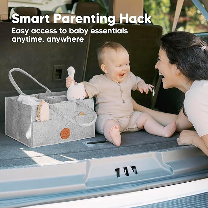 KeaBabies Diaper Caddy Organizer - Baby Organizer for Nursery, Car Storage Organizer, Baby Gift Basket, Changing Table Organizer, Portable Diaper Organizer Caddy for Girls, Boys (Classic Gray)