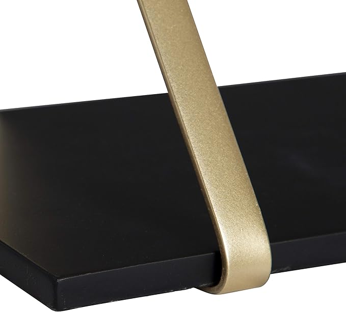 Kate and Laurel Soloman Black Wooden Shelves with Gold Metal Brackets, 2 Piece Set