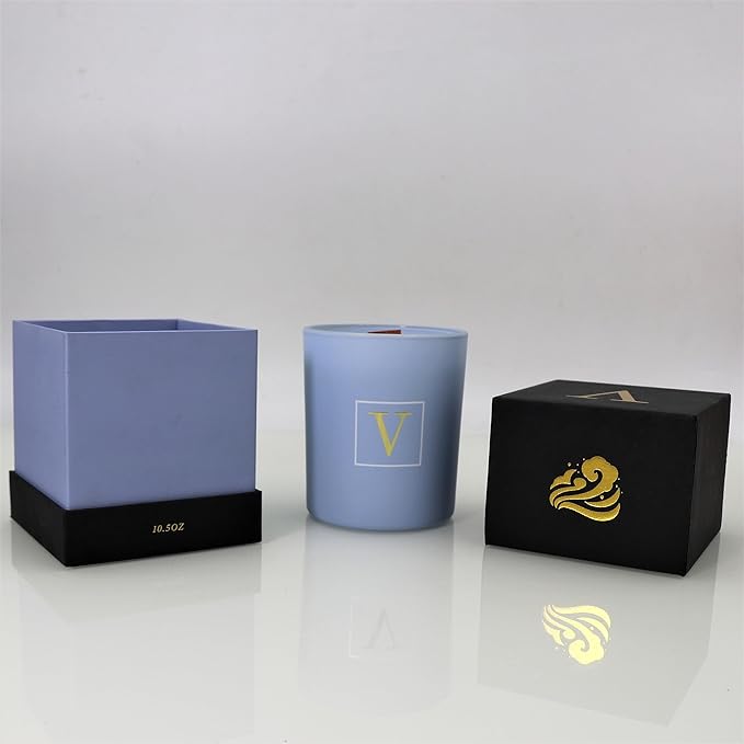 Premium Quality Wooden Wick Scented Candles | Aromatherapy Soy Wax Candle | Perfectly-Scented Candle Jars | 10.5oz | Gifts for Women & Men | Ocean Breeze