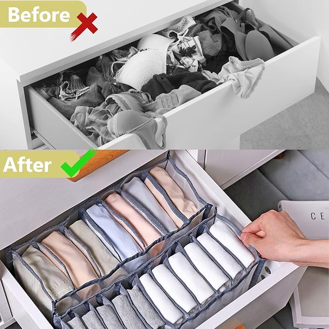TIGARI Wardrobe Clothes Organizer, Draw and Closet Organizers, Storage for Socks, Underwear, Bra Ties, Baby Clothes (Gray)