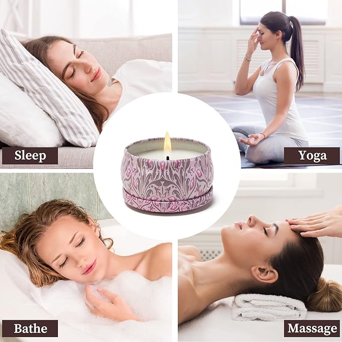 Jasmine and Vanilla Aromatherapy Candles 2 Pack, 2.5 oz, 12 Hour Burn Time, Portable Home Tin Jar Candles for Travel, Spa, Bath