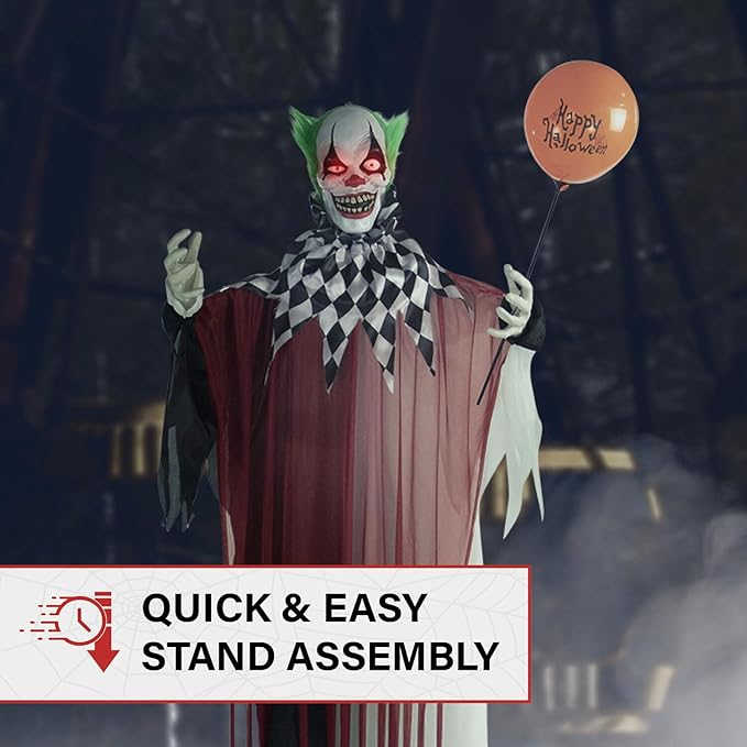 Haunted Hill Farm 71" Standing Clown Halloween Animatronic
