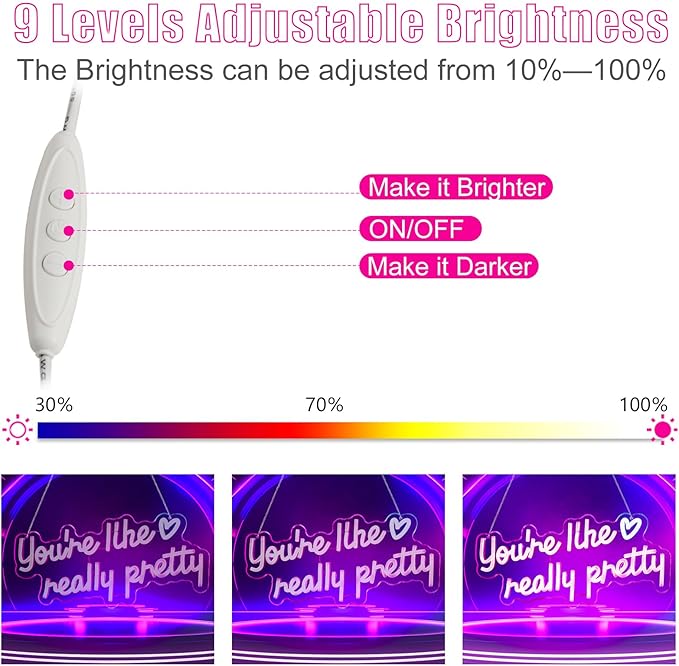 KHK You’re Like Really Pretty Neon Sign Led Neon Lights Pink Neon Sign for Bedroom Led Sign USB Powered Neon Signs for Wall Decor Dimmable for Christmas Thanksgiving Birthday Party Girls Gifts