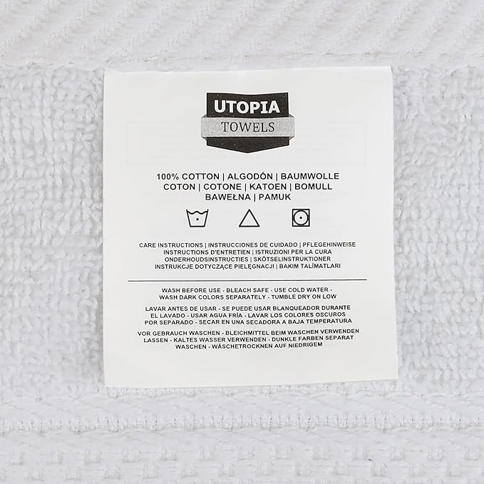 Utopia Towels 6 Pack Premium Hand Towels Set, 16 by 28 inches, 100% Ring Spun Cotton, Ultra Soft and Highly Absorbent 600GSM Towels for Bathroom, Gym, Shower, Hotel, and Spa, White