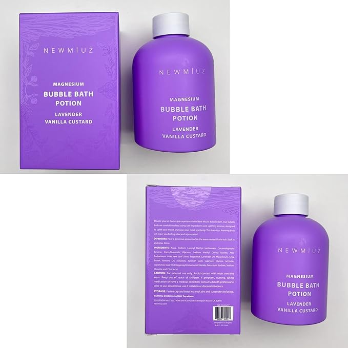 Magnesium Bubble Bath Lavender Vanilla Long Lasting Foaming Bath for Sore Muscles Epsom Salt Moisturizing Relaxing Stress Relief Spa Gift for Women