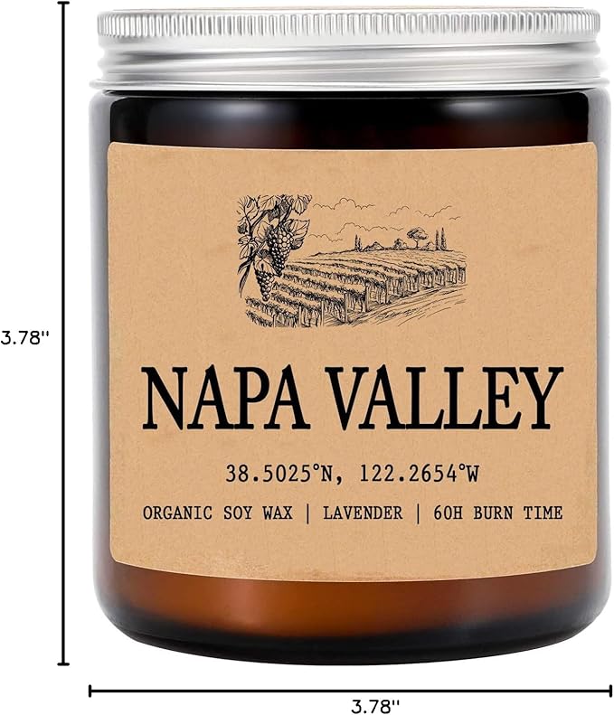 Napa Valley California Scented Candle - Organic Soy Wax - Gift for Her - Gift for Him - New Home Gifts - Birthday Gift for Friend - National Park Gifts - State Candles