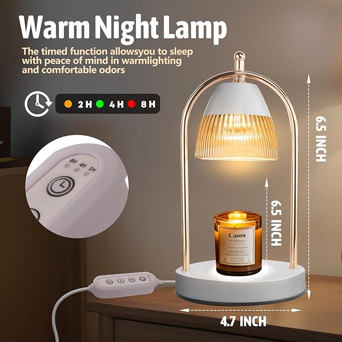 GEEZO Fragrance Candle Warmer Lamp,Electric Candle Warmer with Timer & Dimmer,Mom Christmas Birthday Gifts for Women, House Warming Gifts New Home Bedroom Decor