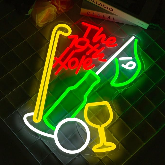 The 19th Hole Neon Sign, Golf Neon Signs For Wall Decor, Sports Led Light Up Signs for Bar Golf Club Home Party Decorations Gifts
