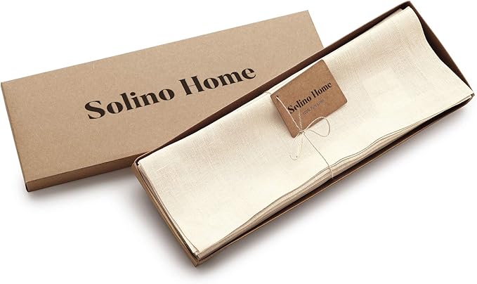Solino Home Linen Ivory Placemats Set of 6-100% Pure Linen Placemats 14 x 19 Inch for Summer - Fete