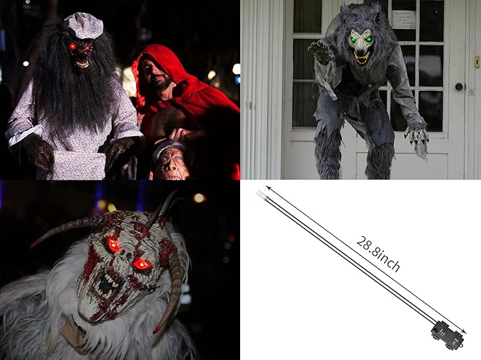 Orange LED Glowing Eyes With Timer & Waterproof, 4 Pcs Light Up Skeleton Eyes, Horror DIY Red for Masks, Pumpkins, Tombstones, and Props (Batteries Not Included)