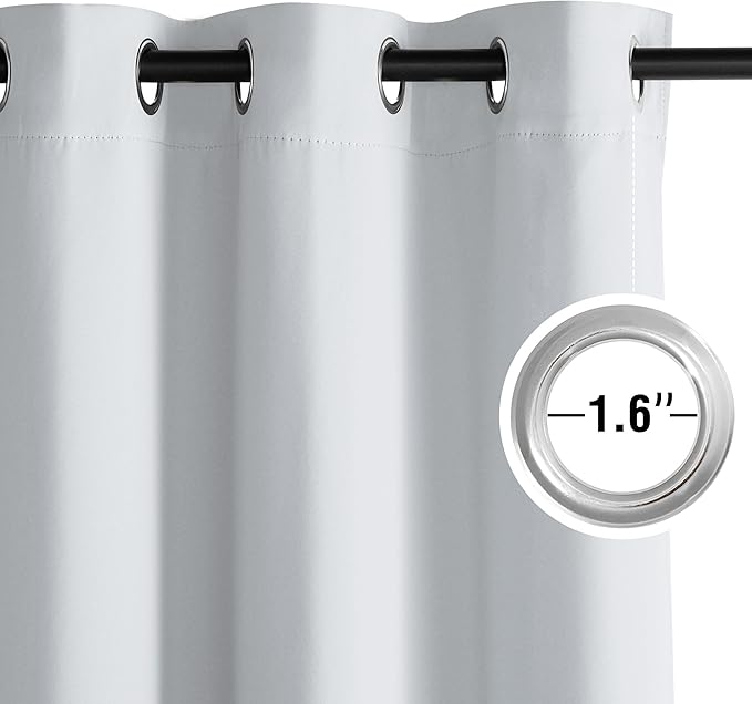 NICETOWN Greyish White Ring Top Panels - Thermal Insulated Shades for Nursery, Kids Room, Yard, Closet, Garage - Breathable Fabric, Privacy Assured, 2 Panels, W52 x L95