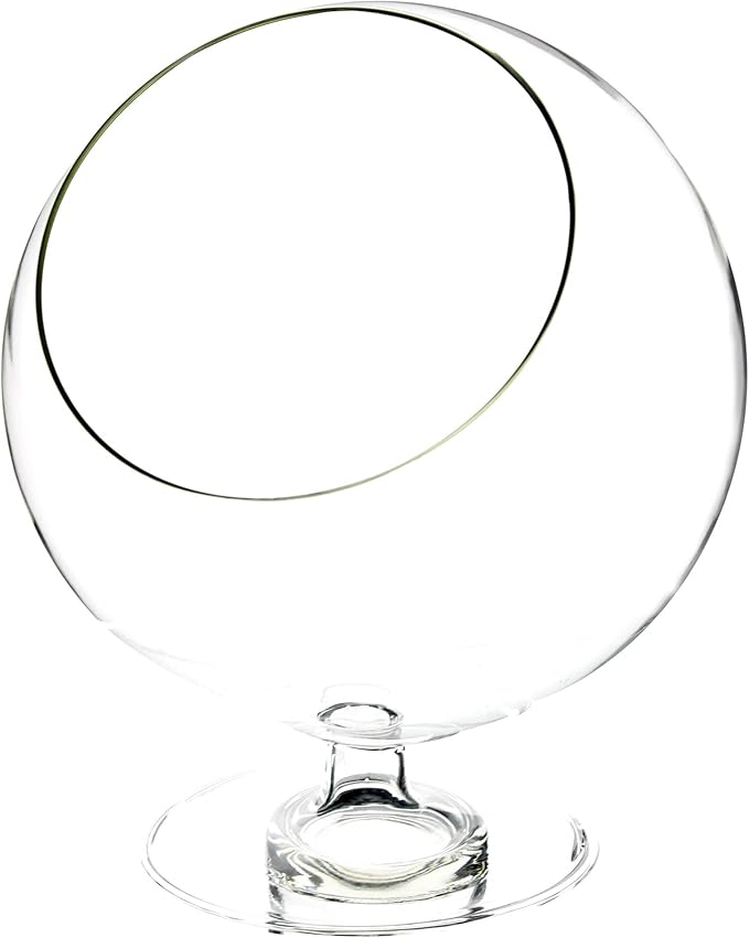 WGV Planter Terrarium with Stand, Ball Diameter 4" Height 5", Clear Glass Floral Container Vase, DIY Succulents Outdoor Garden Home Office Decor Slant Cut Orb, 6 Pieces