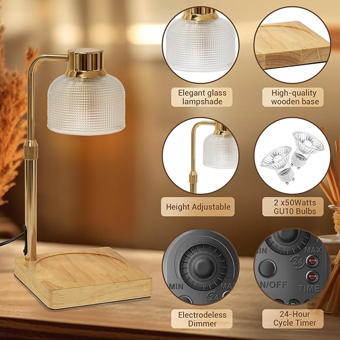 KLL Candle Warmer Lamp for Home: Birthday Gifts for Mom Women Friend Sister Home Decor - House Warming Gifts New Home - Wax Warmer for Jar Candles with 2 Bulbs