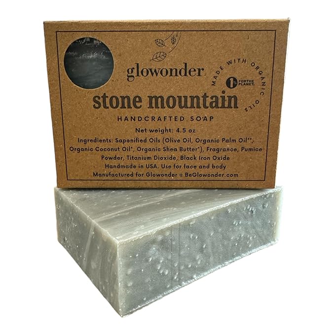 1 Pack Stone Mountain Handmade Organic Bar Soap for Face and Body - Moisturizing, All-Natural, Cruelty-Free - Botanical Ingredients - Shower, Bath, Hand Soaps, Gifts - 4.5 oz