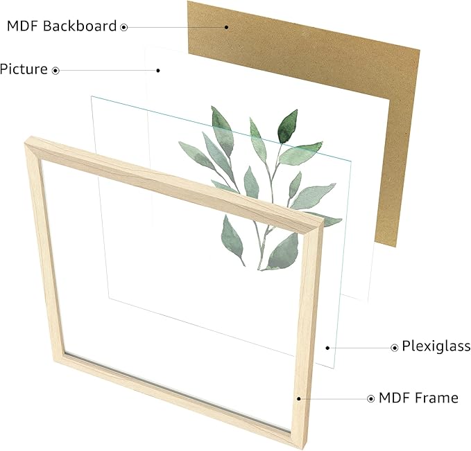 ArtbyHannah Framed Bathroom Wall Decor, 10x10 Inch Botanical Wall Art with Sage Green Plant Print for Wall Decoration, Minimalist Restroom Decor (Natural)