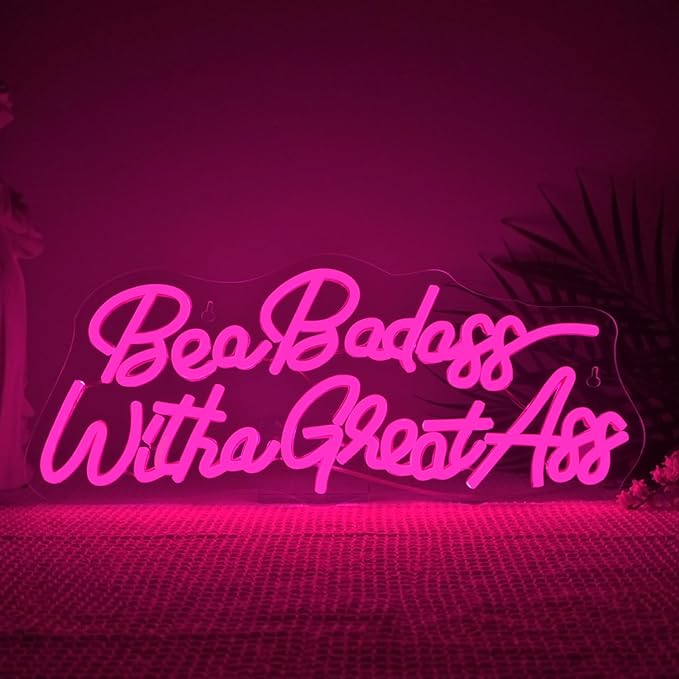 Lucunstar Be a Badass with a Goodass Neon Sign,Pink Powered Led Light,USB Connectivity Led Neon Light with Dimming Switch for Home Wall Decor,Girls Room Decor,Party Room Decor