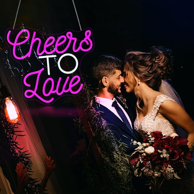 Cheers to Love Neon Sign, Neon Signs for Wall Decor Neon LED Signs Room Neon Light Up Signs Home Decor